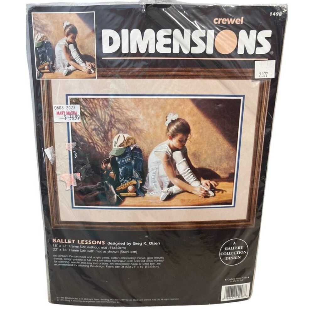 Dimensions Crewel Kit Ballet Lessons #1498 Needlework by Greg K. Olsen 18"x12" i